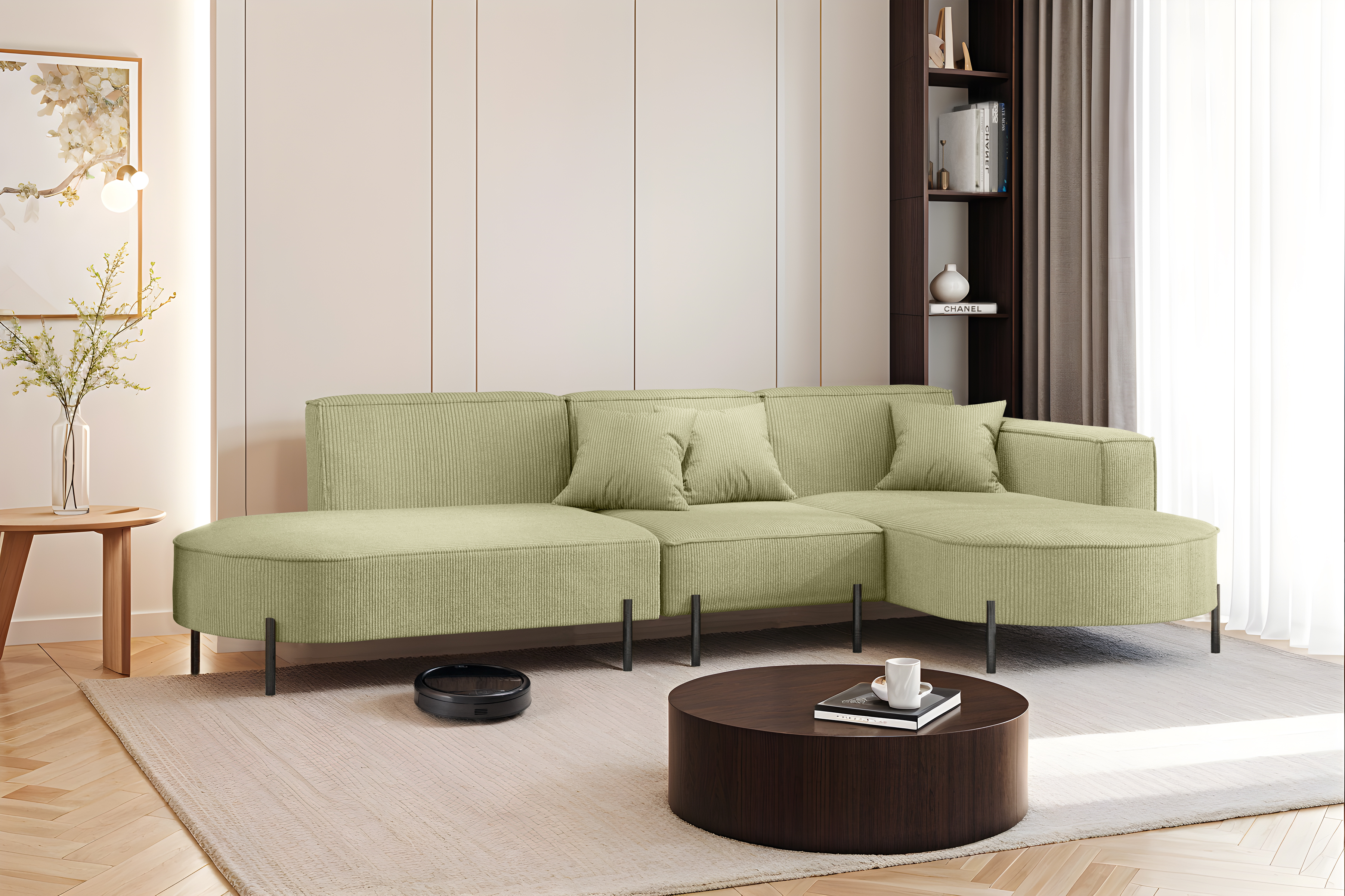 Parma L Hills Ecksofa L-Form Scala Lime Hellgrun